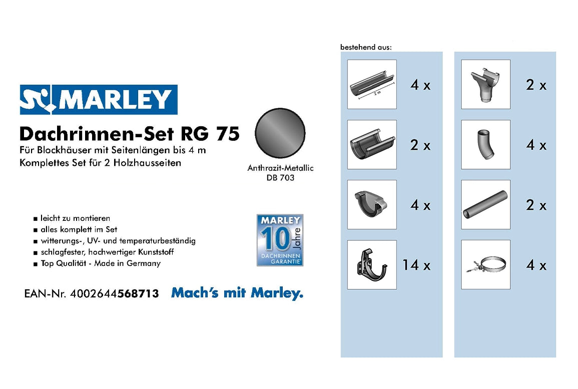 Marley Dachrinnen-Set 4m Anthrazit – Ansicht 2