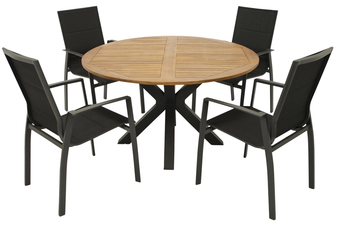 Gartentisch Set Aluminium, 5-teilig