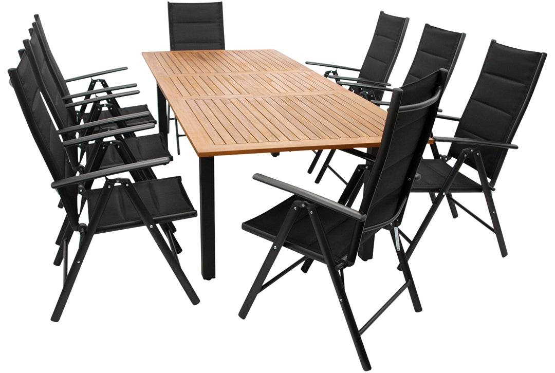 Gartentisch Set Aluminium, 9-teilig