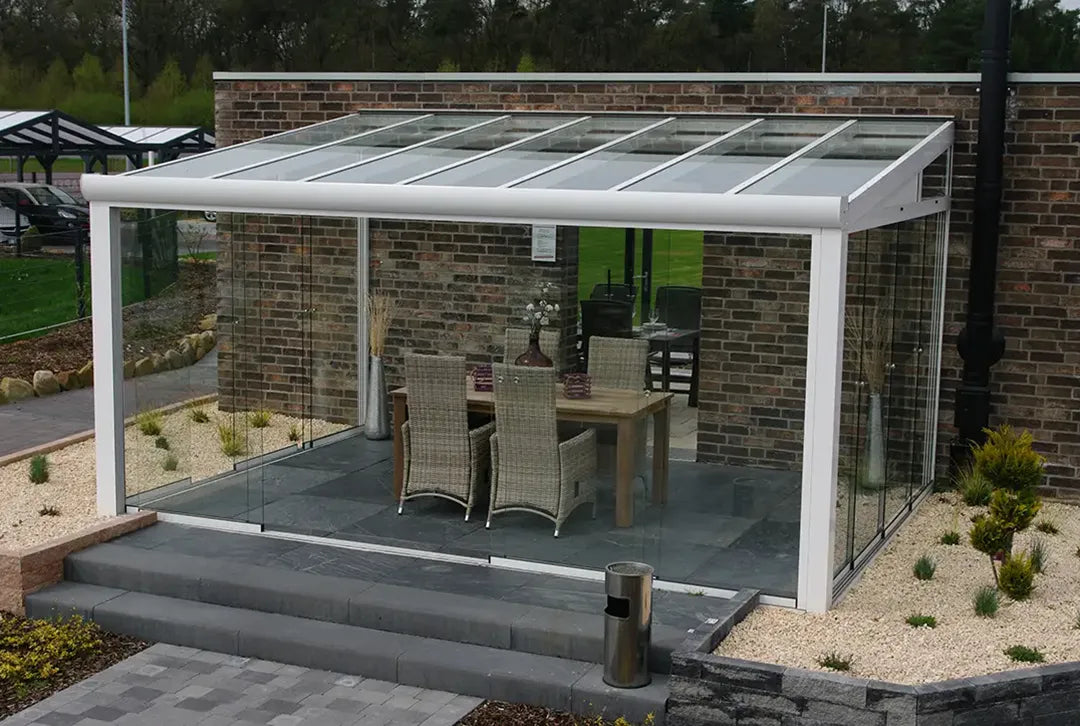 Kaltwintergarten Aluminium 700x400cm VSG weiß
