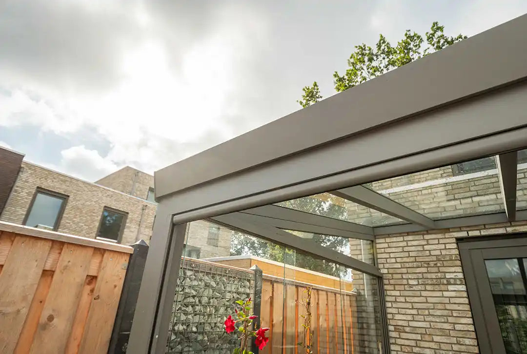 Terrassenüberdachung Aluminium 400x400cm VSG grau