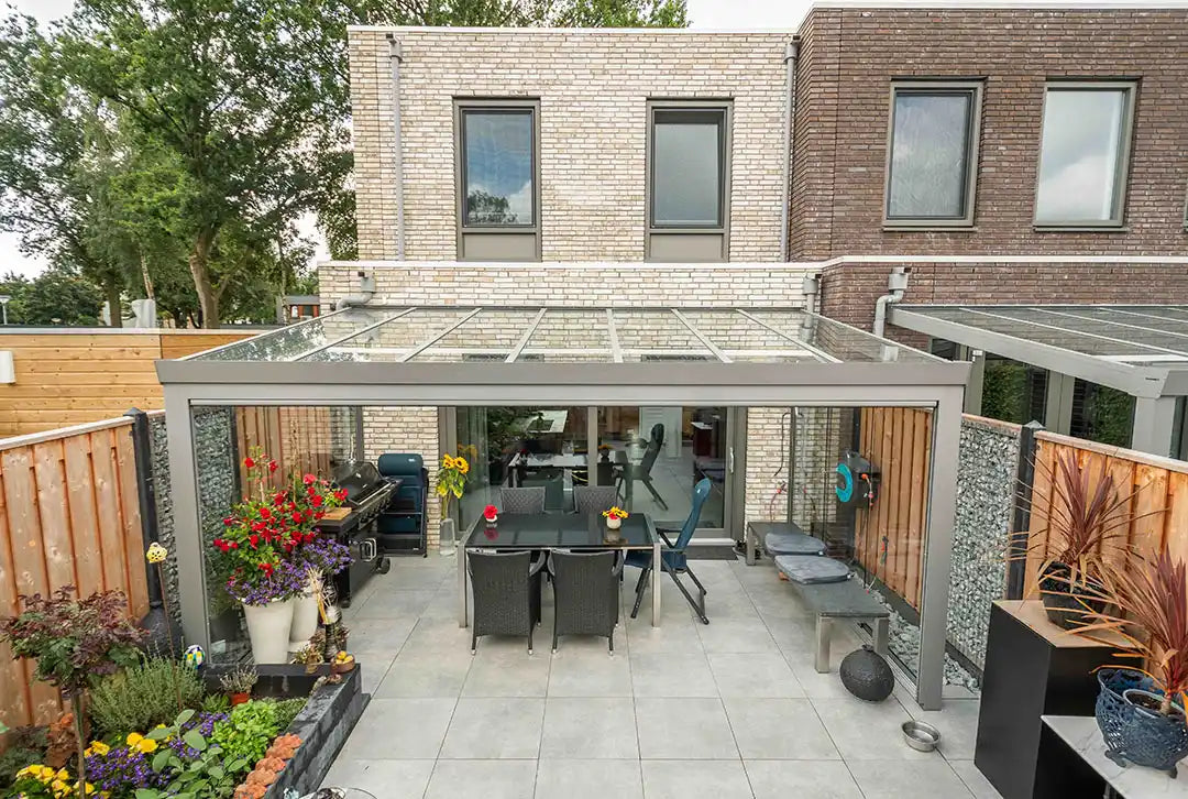 Terrassenüberdachung Aluminium 400x400cm VSG grau