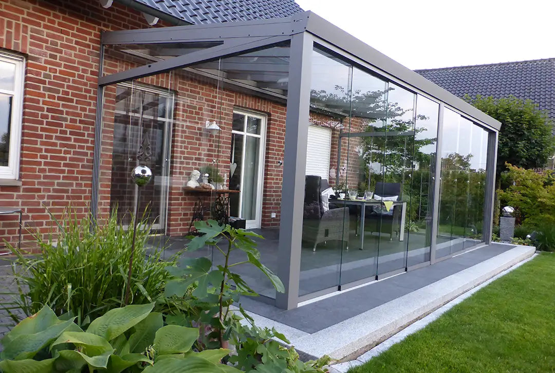 Terrassenüberdachung Aluminium 400x400cm VSG grau
