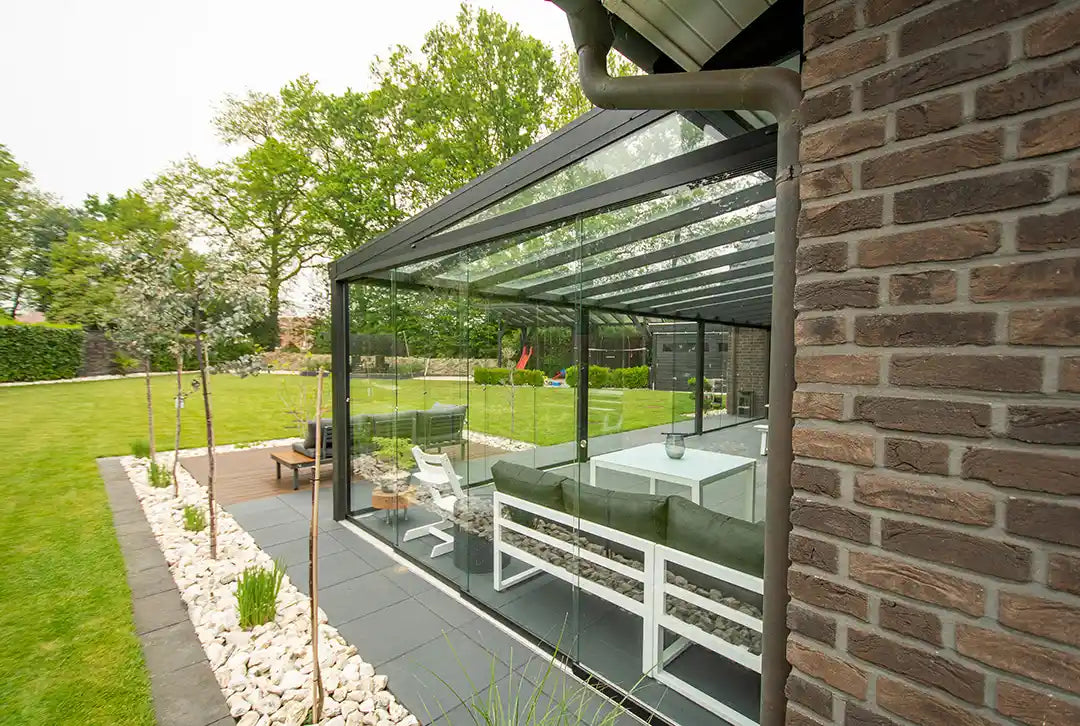 Terrassenüberdachung Aluminium 600x500cm Doppelsteg schwarz