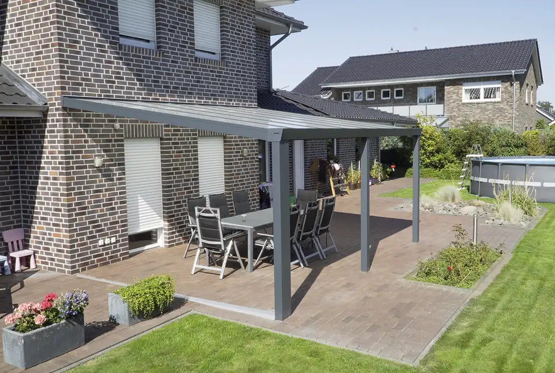 Terrassenüberdachung Aluminium 800x400cm Doppelsteg anthrazit
