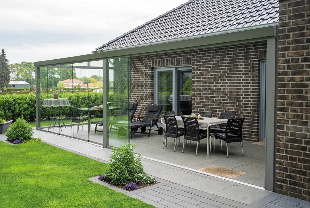 Terrassenüberdachung Aluminium 400x400cm VSG grau