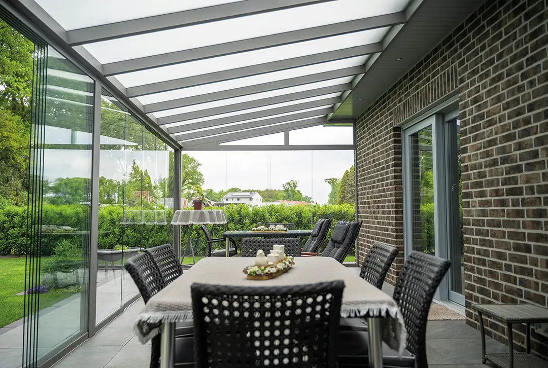Terrassenüberdachung Aluminium 400x400cm VSG grau