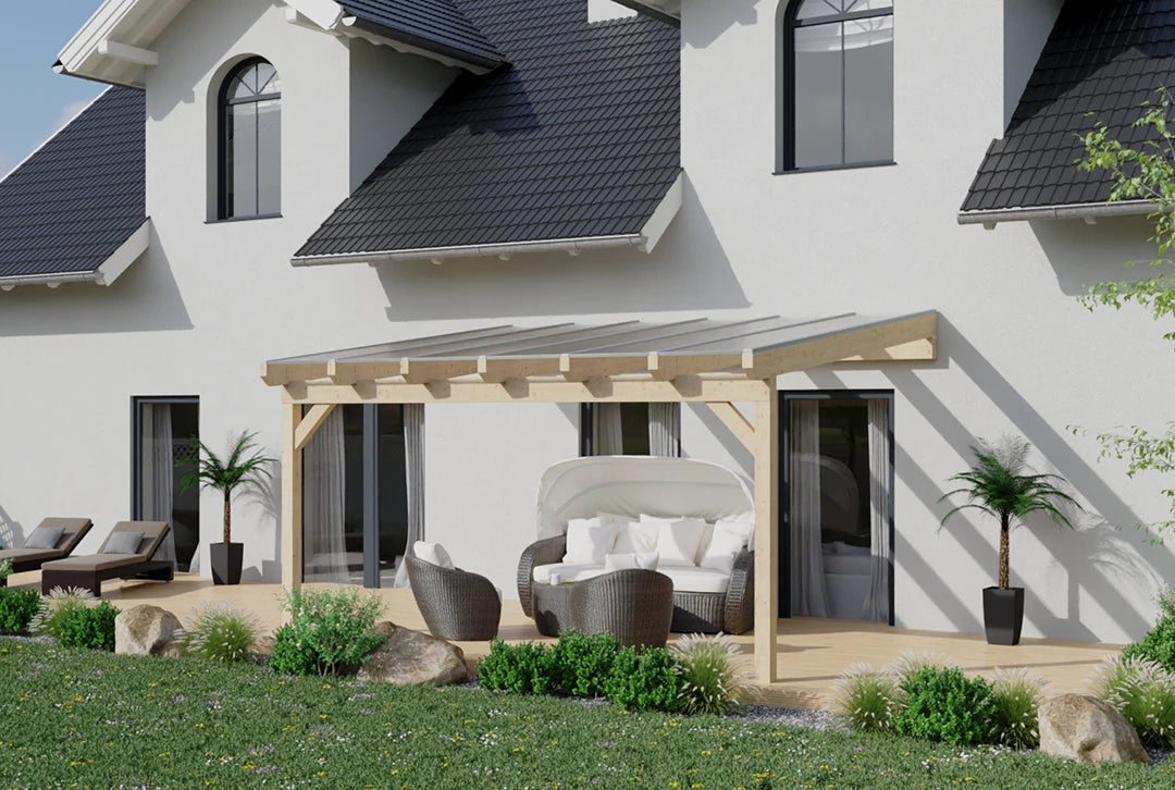 Terrassenüberdachung Holz 400x250cm Doppelsteg anthrazit – Ansicht 2