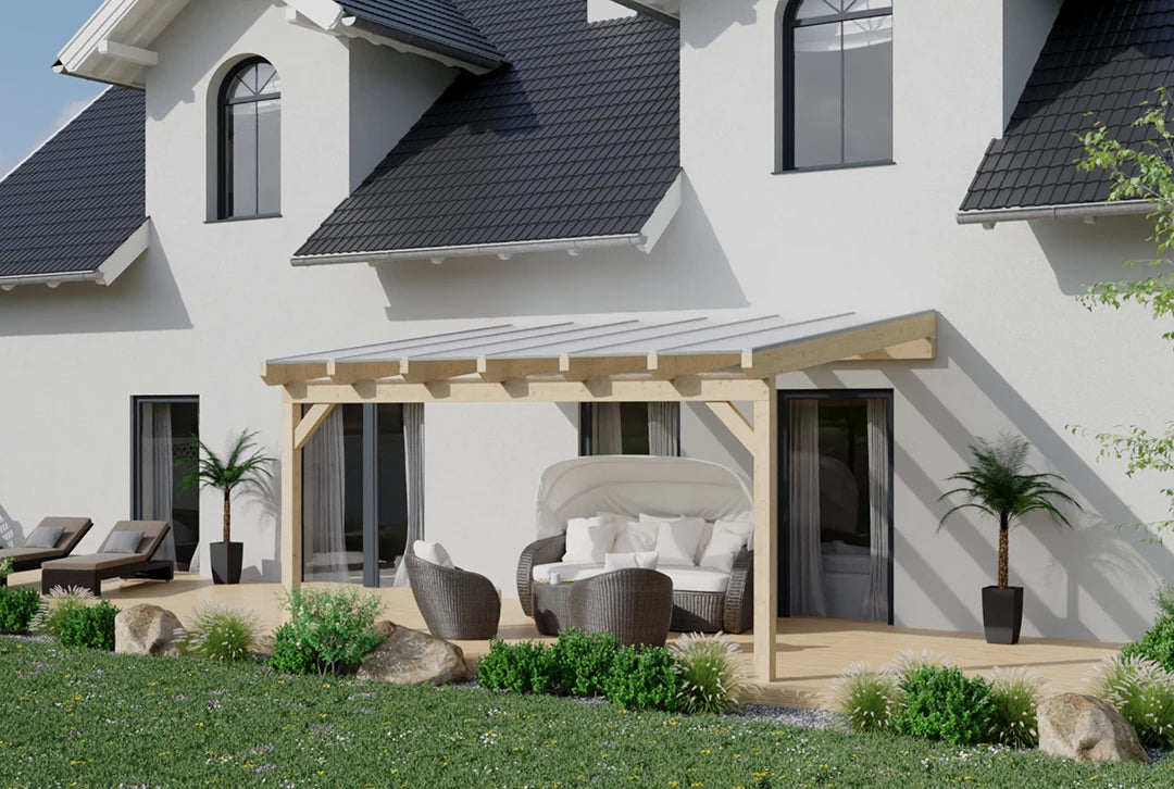 Terrassenüberdachung Holz 400x250cm Doppelsteg anthrazit – steda