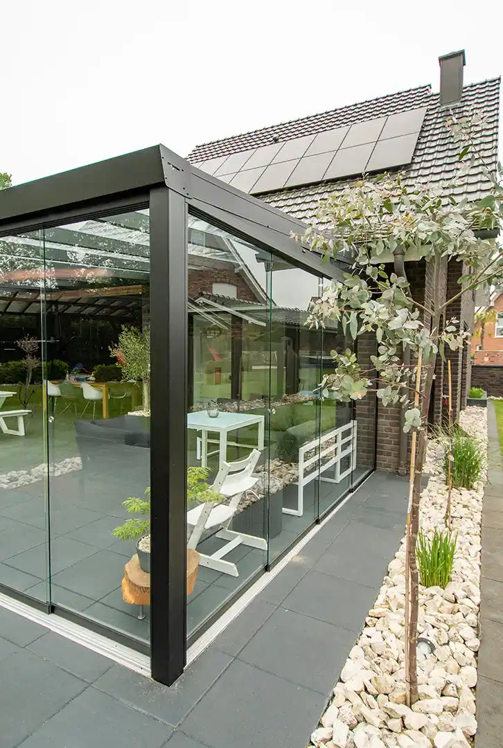 Terrassenüberdachung Aluminium 600x500cm Doppelsteg schwarz