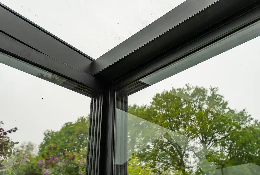 Terrassenüberdachung Aluminium 800x500cm Doppelsteg schwarz