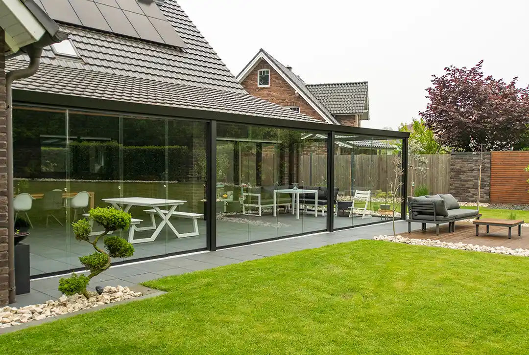 Terrassenüberdachung Aluminium 600x500cm Doppelsteg schwarz