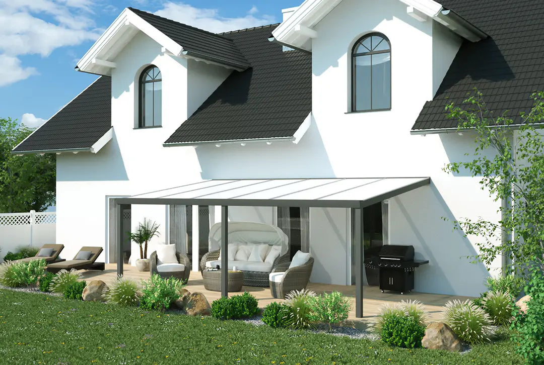 Terrassenüberdachung Aluminium 600x500cm Doppelsteg schwarz
