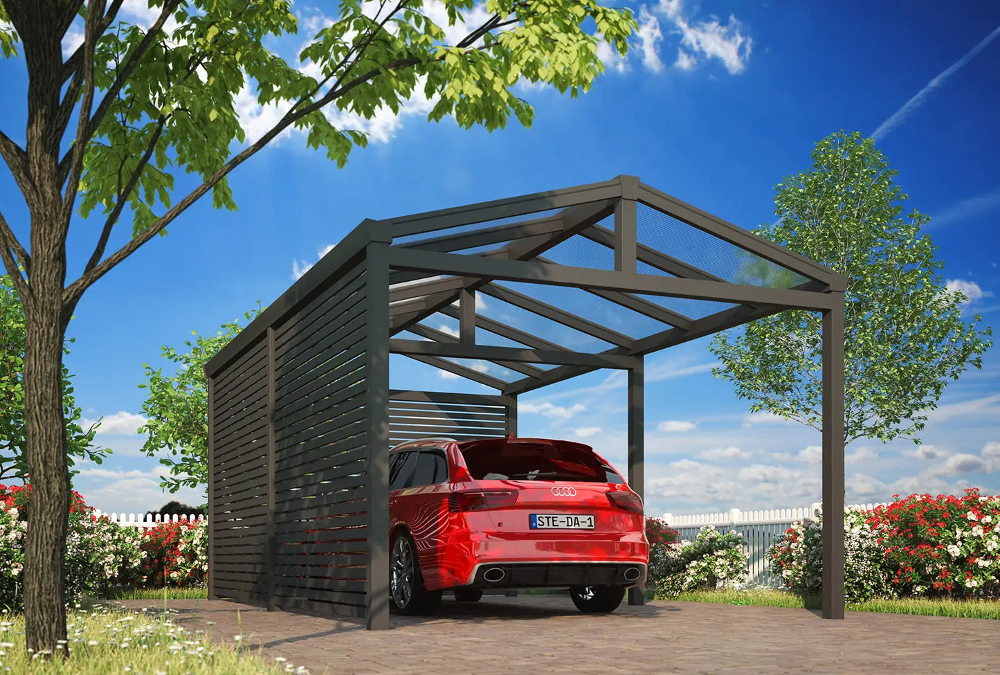 Satteldachcarport 368x700cm (BxT) freistehend