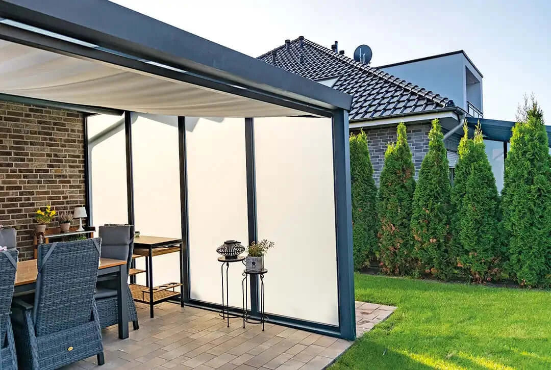 Feste Seitenwand Anthrazit mit Sicherheitsglas matt – Ansicht 2