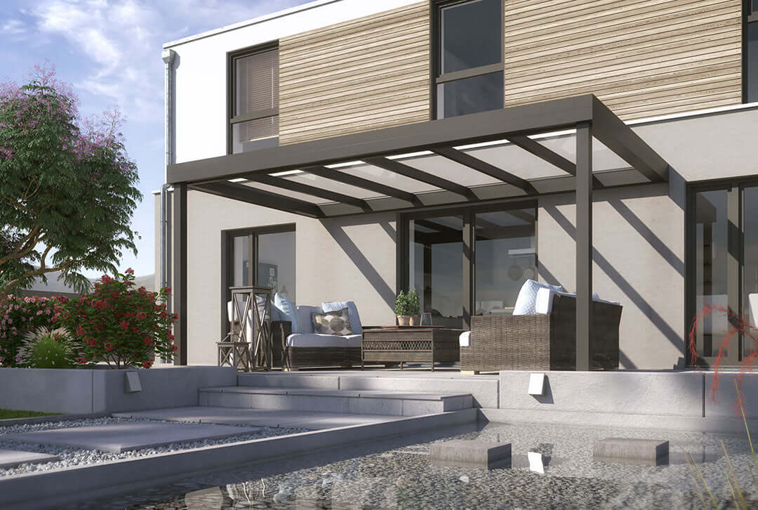 Terrassenüberdachung Flachdach 3x2,5m Wandanbau