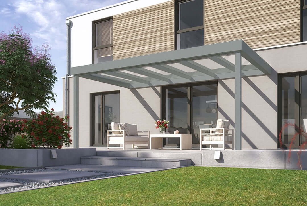 Terrassenüberdachung Flachdach 3x2,5m Wandanbau