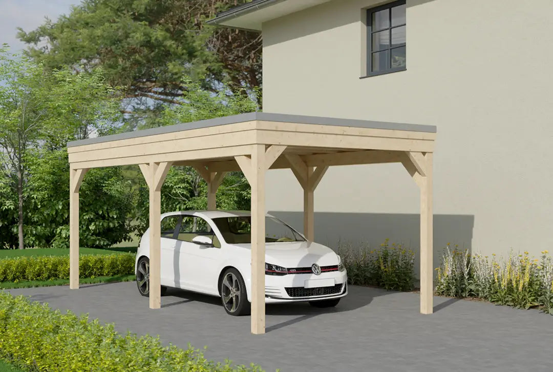 Flachdachcarport aus Holz 400x500cm