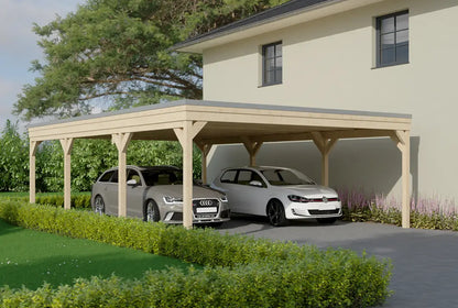 Flachdachcarport aus Holz 600x900cm