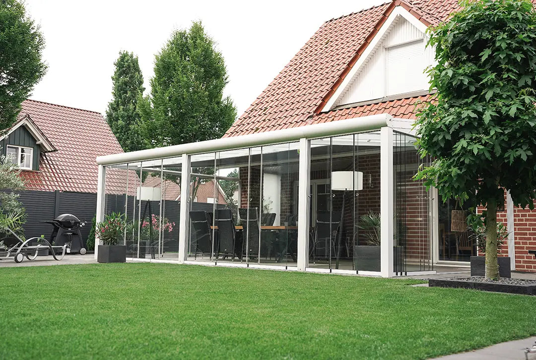 Terrassenüberdachung aus Aluminium, Wandanbau – Ansicht 1