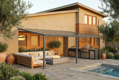 Terrassenüberdachung Aluminium 500x300cm VSG anthrazit – steda