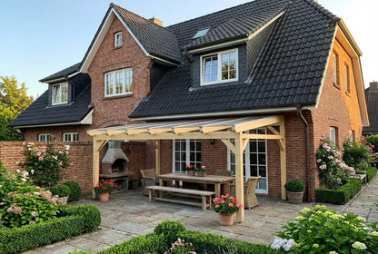 Terrassenüberdachung Holz 400x450cm VSG Natur