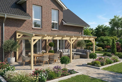Terrassenüberdachung Holz 500x450cm VSG Natur