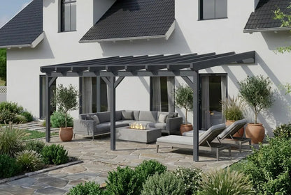 Terrassenüberdachung Holz 800x350cm Doppelsteg anthrazit