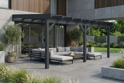 Terrassenüberdachung Holz 800x400cm Doppelsteg anthrazit