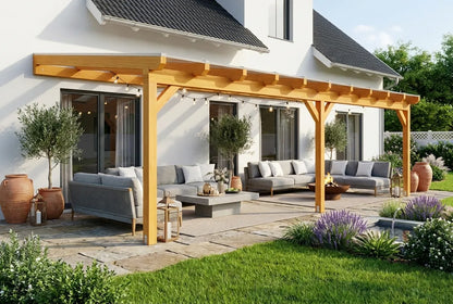 Terrassenüberdachung Holz 800x400cm Doppelsteg eiche-hell