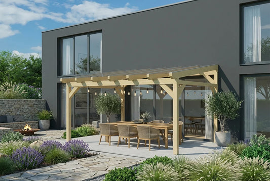 Terrassenüberdachung Holz 400x250cm VSG Natur