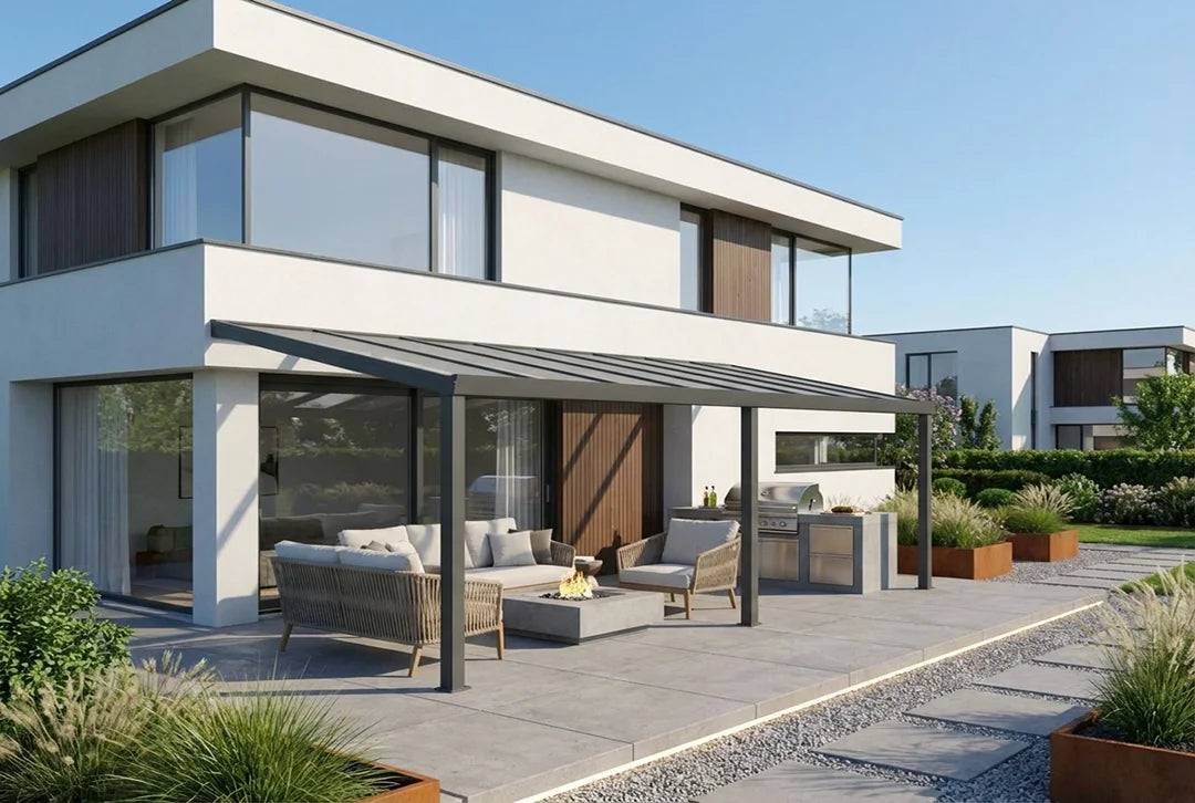 Terrassenüberdachung 7x3,5m Aluminium Wandanbau – steda