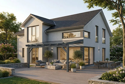 Terrassenüberdachung Holz 400cm VSG anthrazit – steda