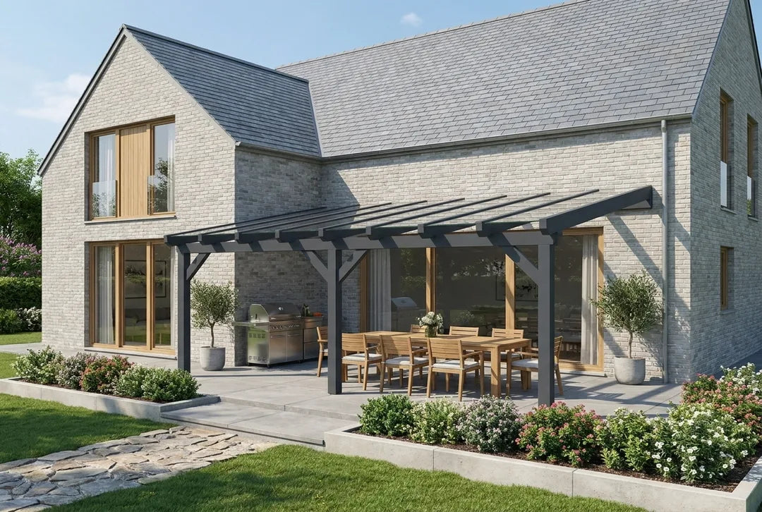 Terrassenüberdachung Holz VSG anthrazit – Ansicht 7