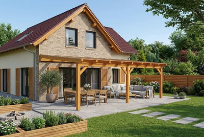 Terrassenüberdachung Holz 800x300cm VSG eiche-hell