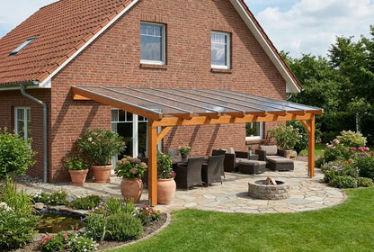 Terrassenüberdachung Holz 400x250cm Doppelsteg eiche-hell
