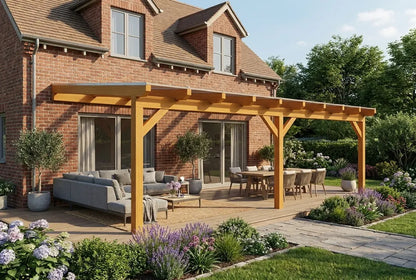 Terrassenüberdachung Holz 500x250cm Doppelsteg eiche-hell