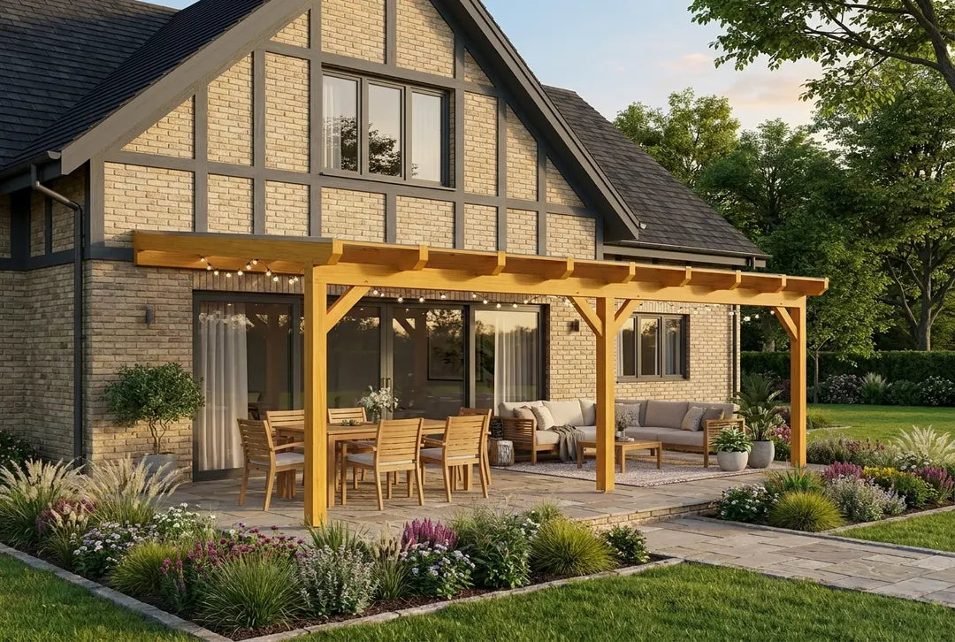 Terrassenüberdachung Holz 500x250cm VSG eiche-hell