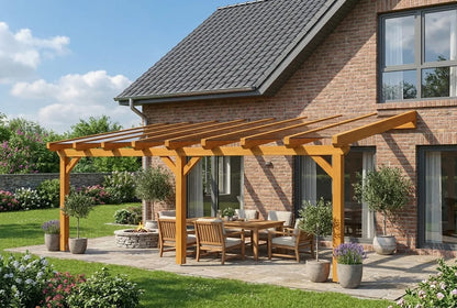 Terrassenüberdachung Holz 700x250cm VSG eiche-hell