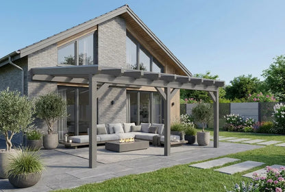 Terrassenüberdachung Holz 700x250cm Doppelsteg graphitgrau