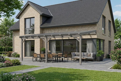 Terrassenüberdachung Holz 600x250cm Doppelsteg graphitgrau