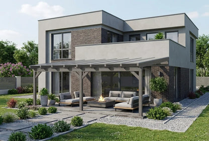 Terrassenüberdachung Holz 700x450cm Doppelsteg graphitgrau