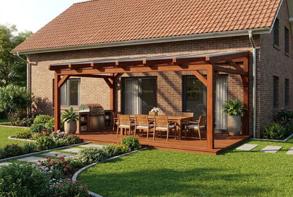 Terrassenüberdachung Holz 400x250cm Doppelsteg teak