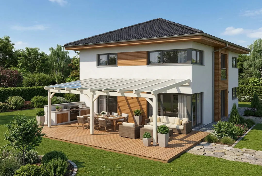 Terrassenüberdachung Holz 500x450cm – steda