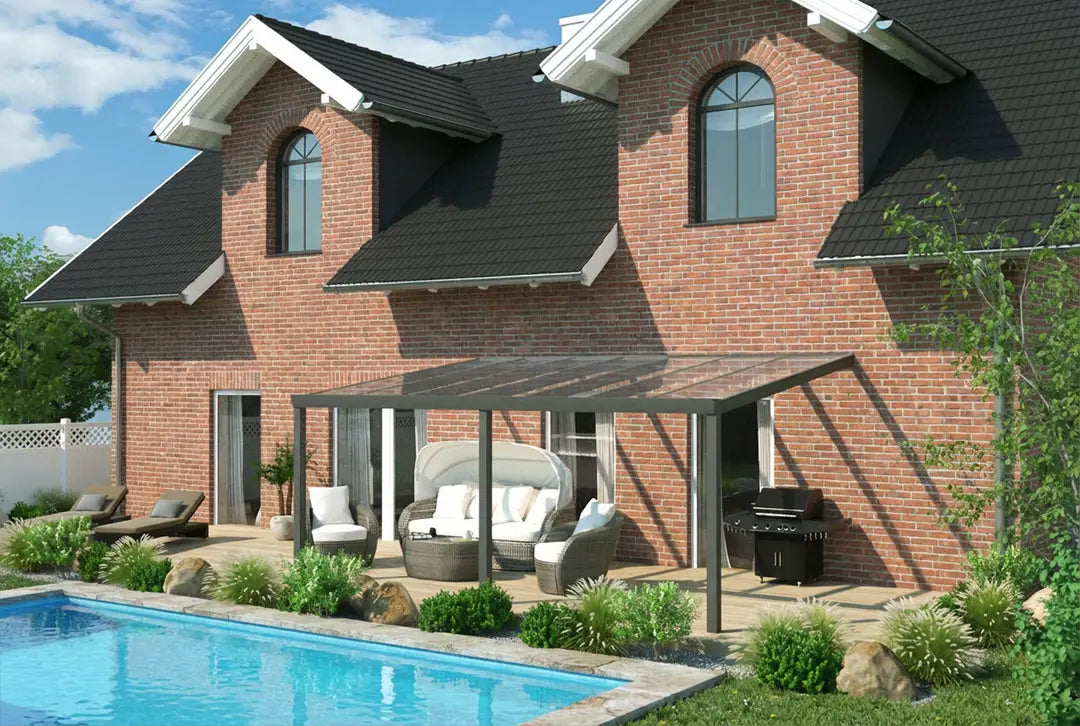 Terrassenüberdachung 6x3m Aluminium Wandanbau, Topseller