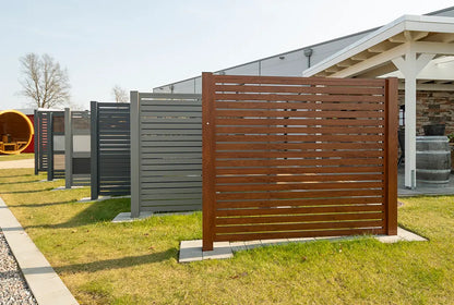 Aluminium Lamellenzaun Holzoptik