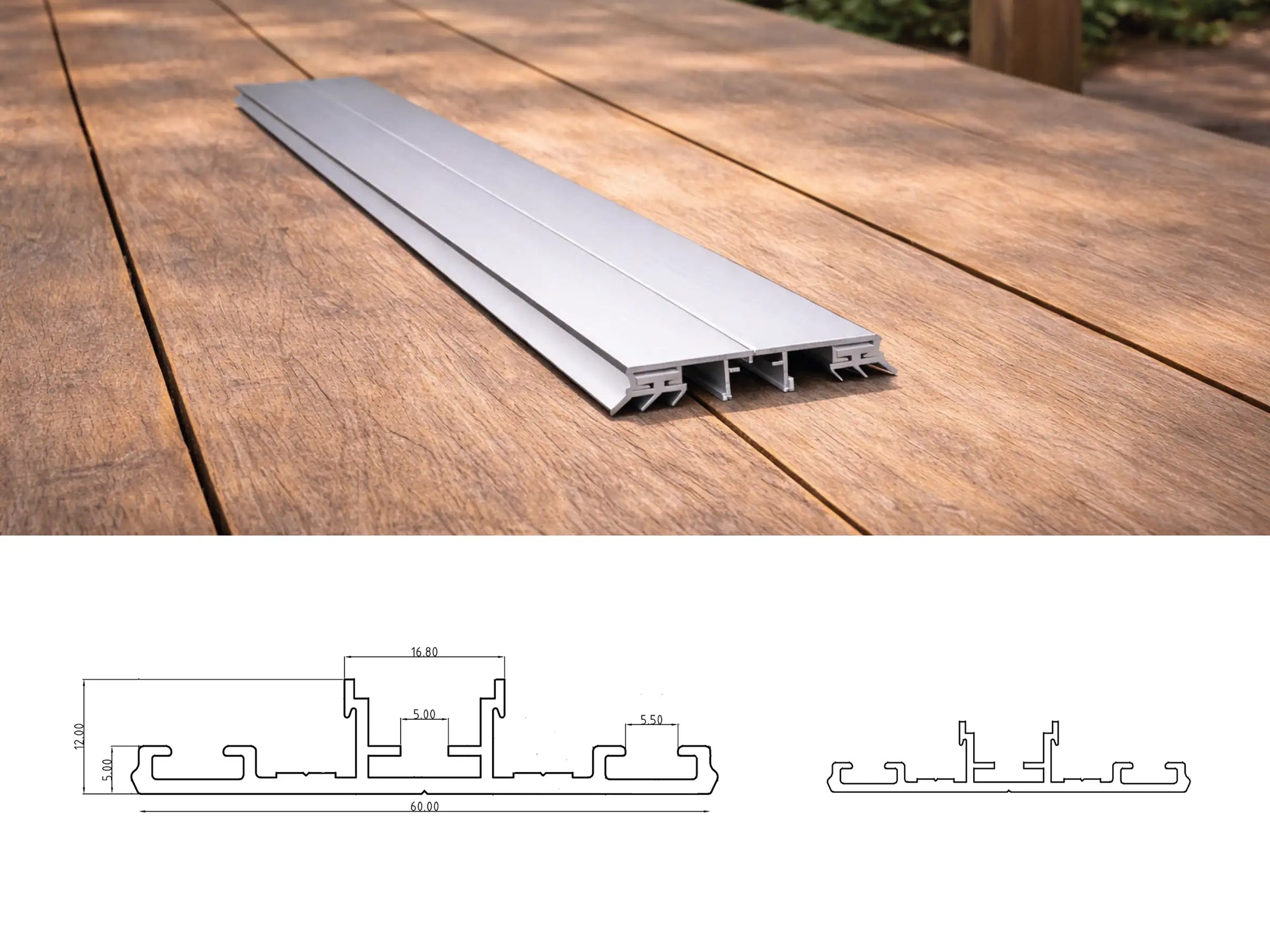 Aluminium Mittelprofil – Abmessungen