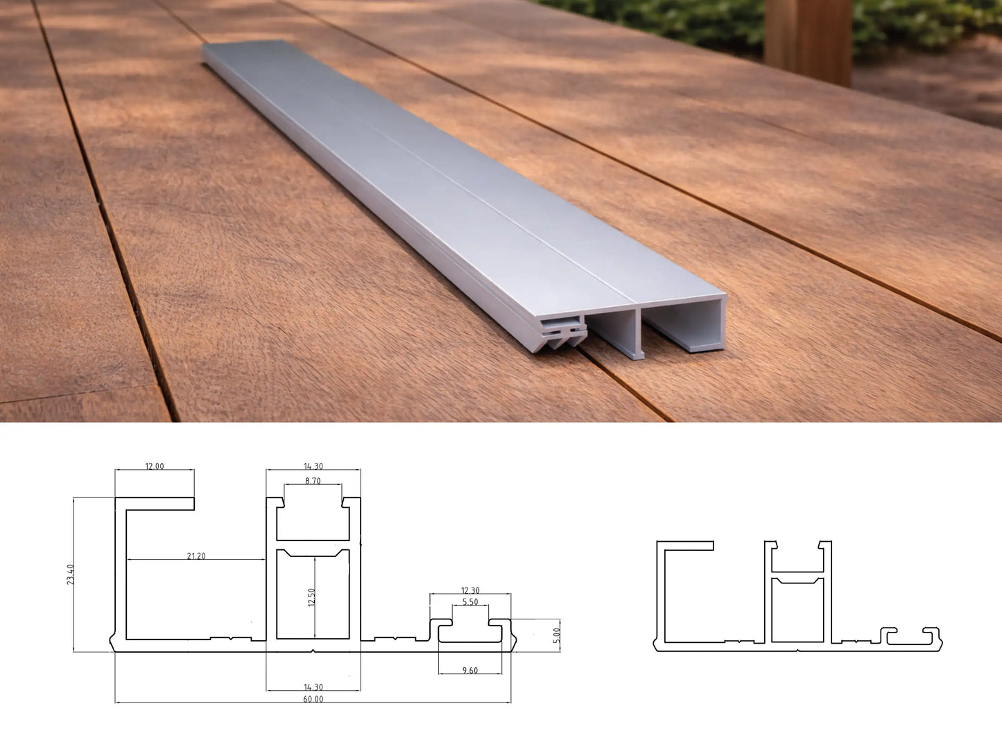 Aluminium Randprofil für VSG 8-12 mm eloxiert