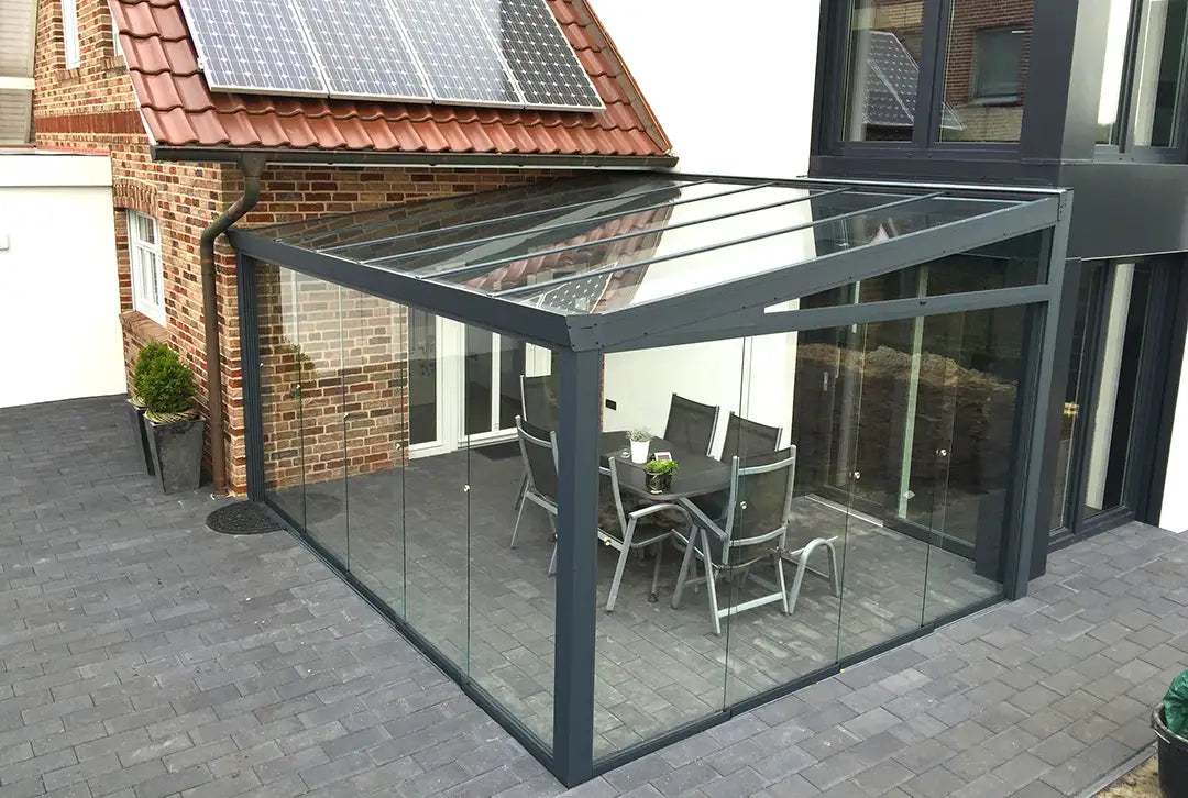 Terrassenüberdachung Aluminium 700x250cm Doppelsteg anthrazit