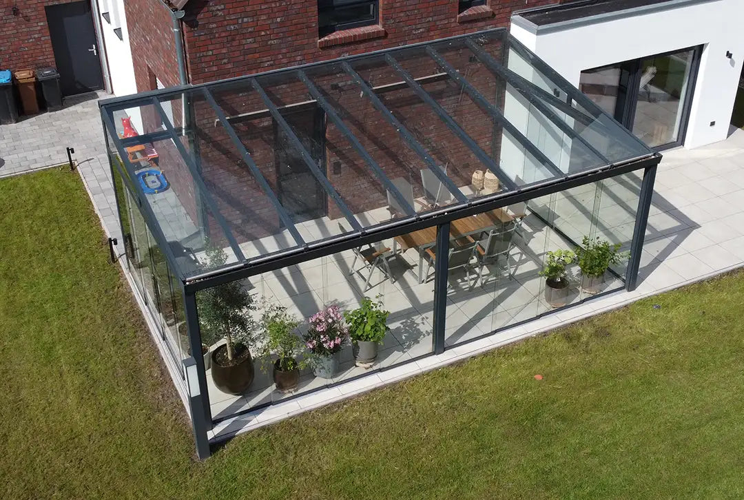 Terrassenüberdachung Aluminium 700x250cm Doppelsteg anthrazit